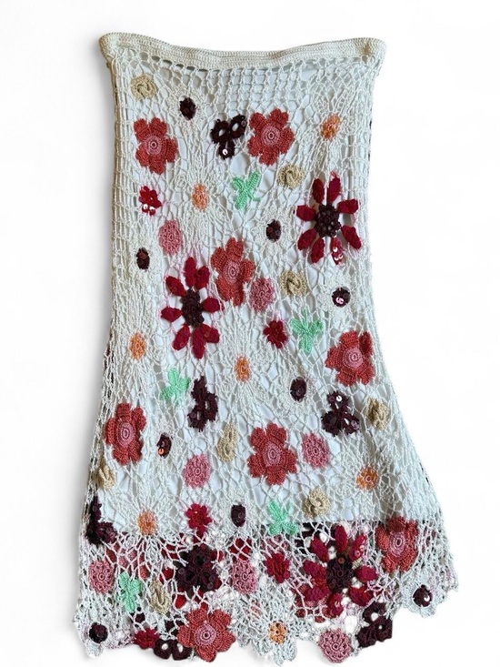 Kroshetta By Papillon Dresses & Skirts - Vintage Y2K Kroshetta by Papillon Floral Crochet Mini Skirt S